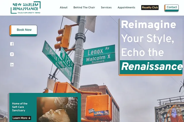 New Harlem Renaissance barber brand website homepage